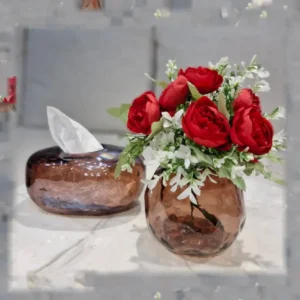 گل مصنوعی بوته رز پیونی مینیاتوری