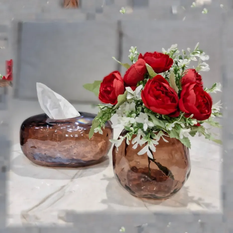 گل مصنوعی بوته رز پیونی مینیاتوری