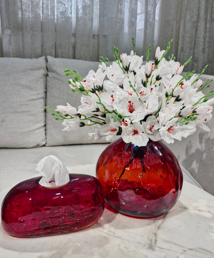 گلدان تپلی شیشه ای دست ساز